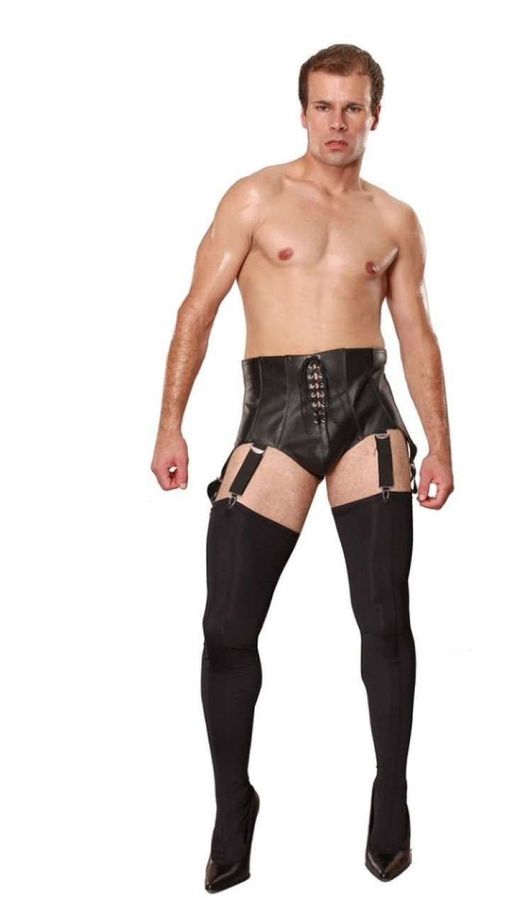 Männer Unterwäsche Dessous Strumpfgürtel mit Reißverschluss und 6 Straps ha...