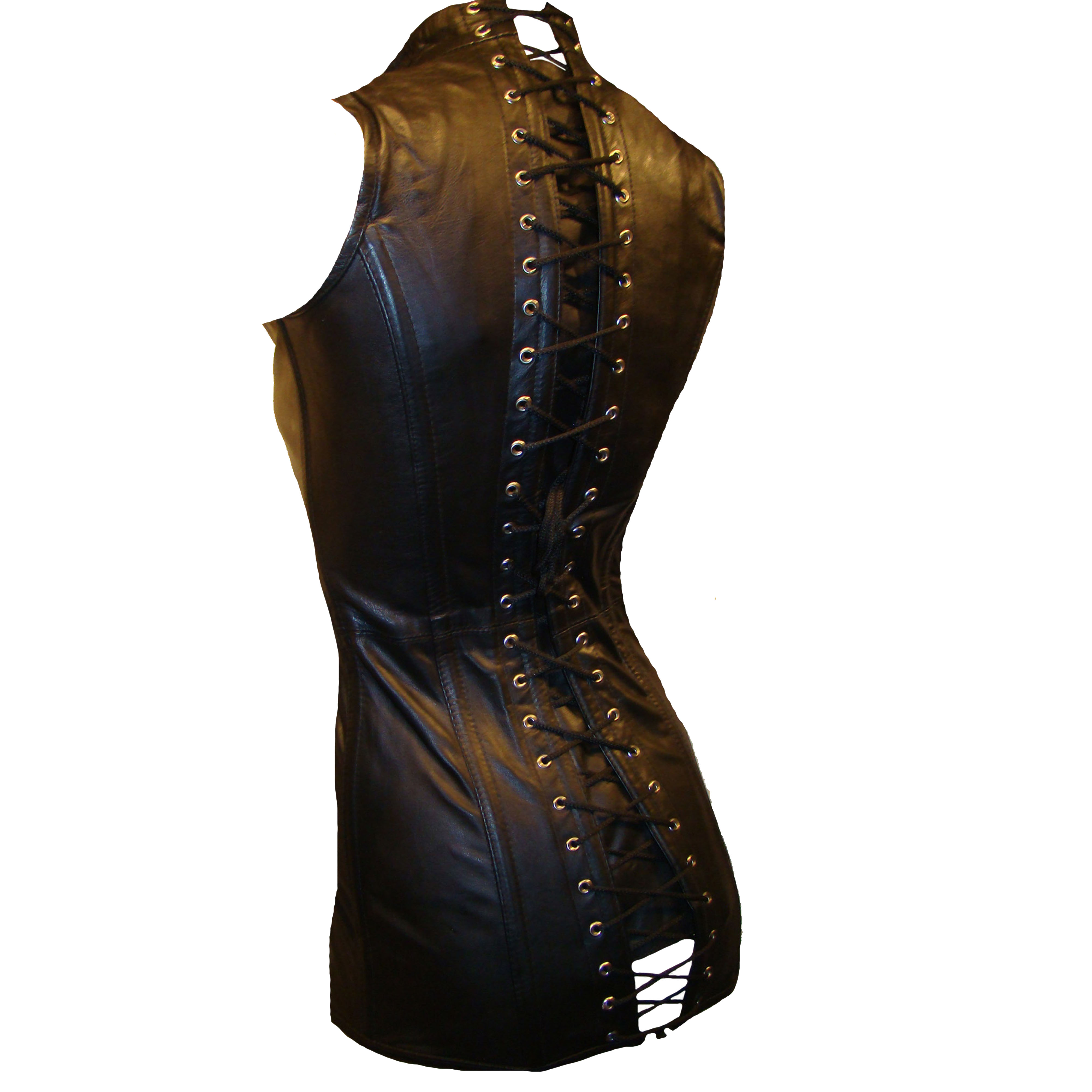 black leather bustier dress