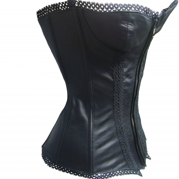 Dirndl Hebe Ledercorsage BH Cup Bustier Reißverschluss schwarz 11-906