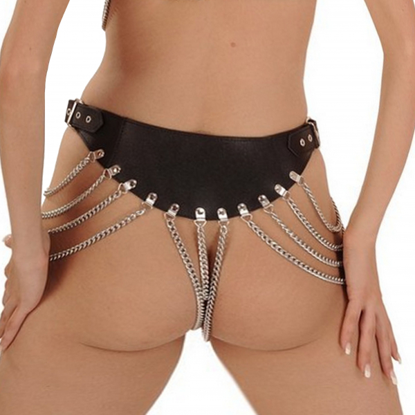 Ledapol 5574 Geschenk Idee Ledergürtel Metall Hose Ketten Tanga
